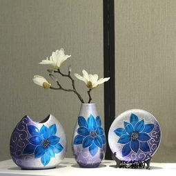 台面陶瓷三件套 现代工艺品摆设 家居摆件 办公室装饰品